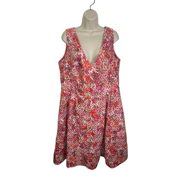 MONIQUE LHUILLIER Women's Plus Pink Floral Dress Retail $450.00 Size XXL? 18/20? - Picture 4 of 16